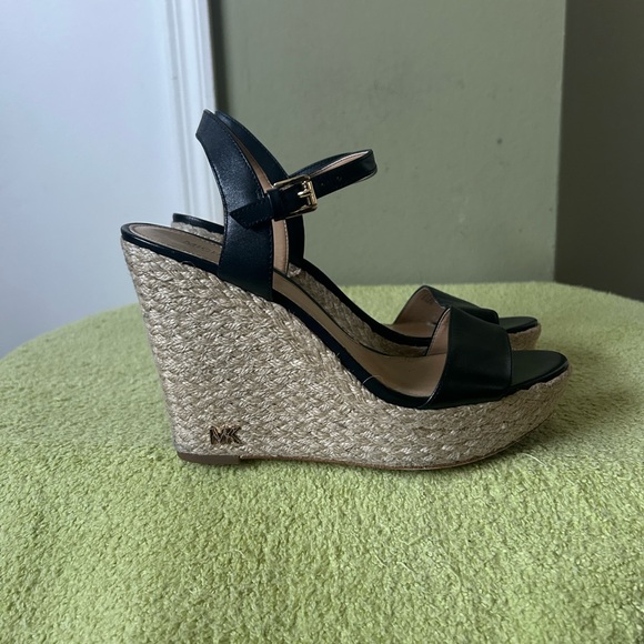Michael Kors Shoes - Michael Kors Black Espadrille Platform Wedge Sandals Heels